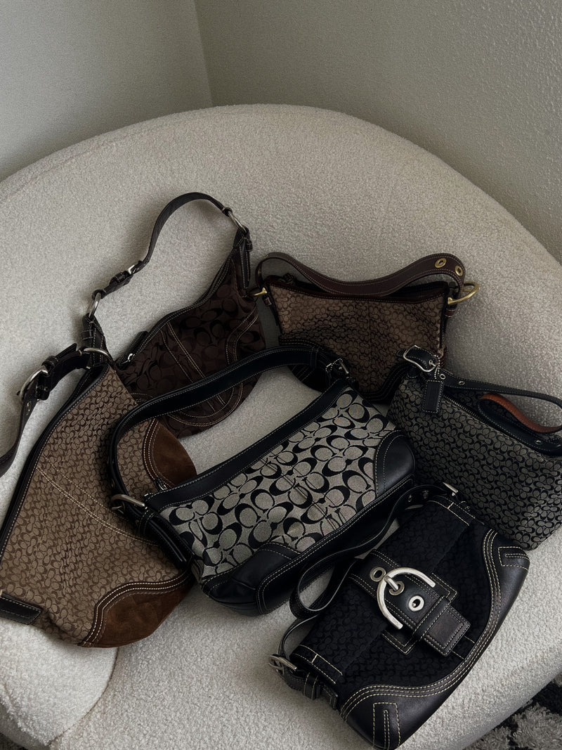 Black/Grey Canvas Coach Shoulder Bag Black/Grey Canvas Coach Shoulder Bag