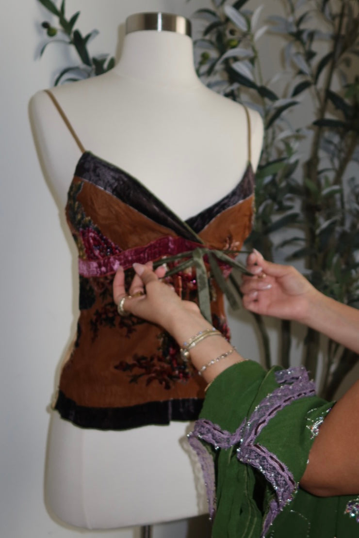 Vintage Silk Flower Cami